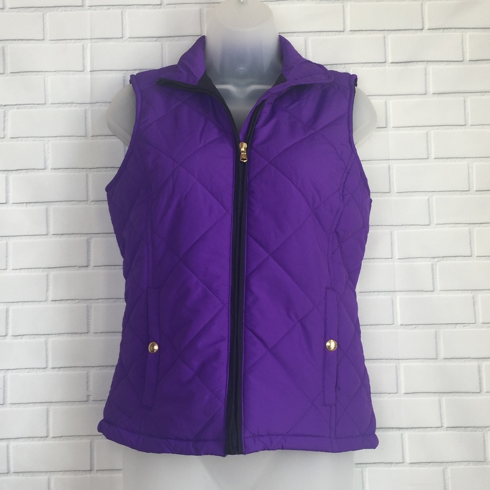 Lauren Ralph Lauren Purple Diamond Quilted Vest XS
